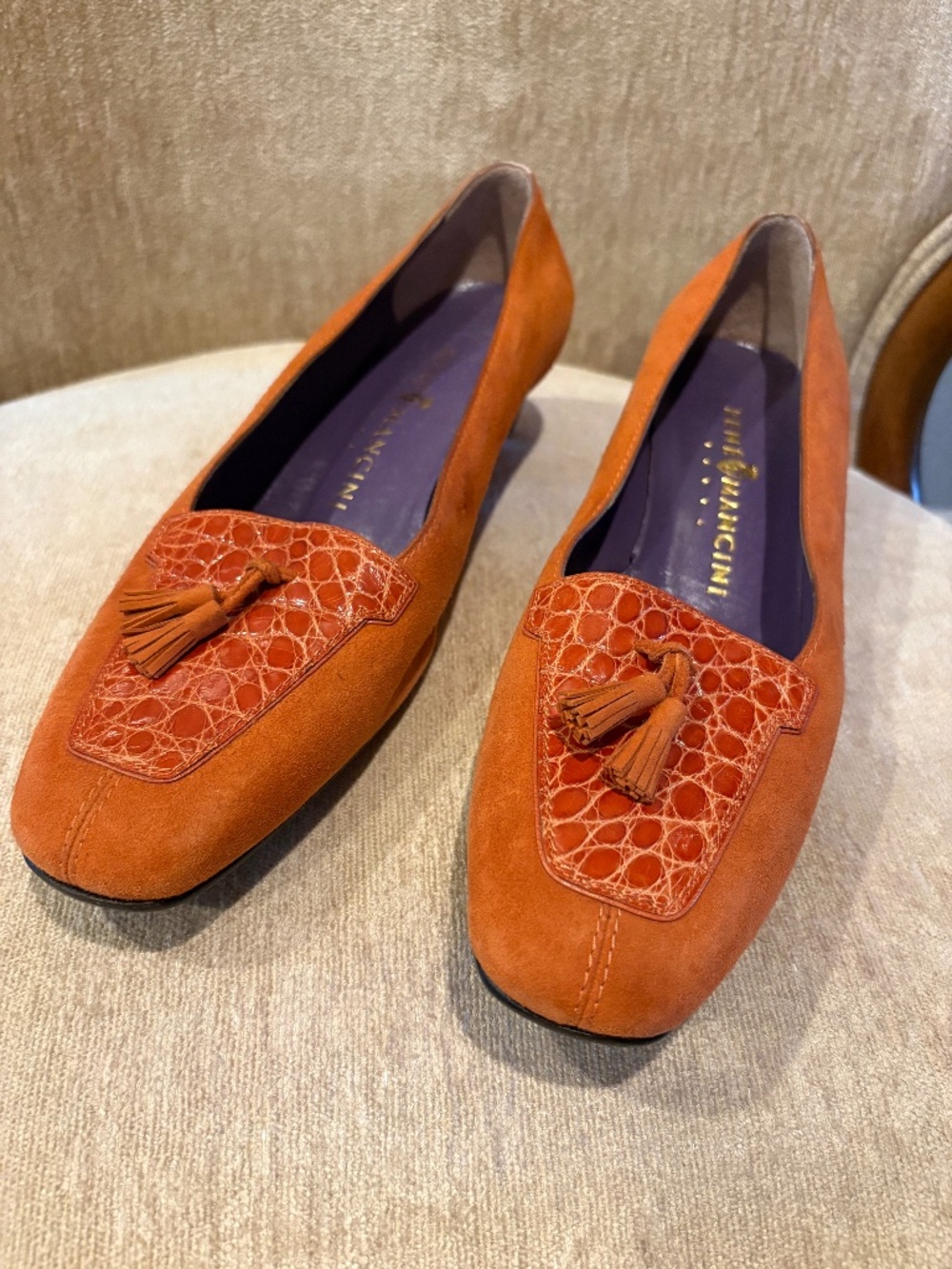 Rene Mancini Paris Ombre Orange Loafers made in Italy. Size  10 EU 40.5